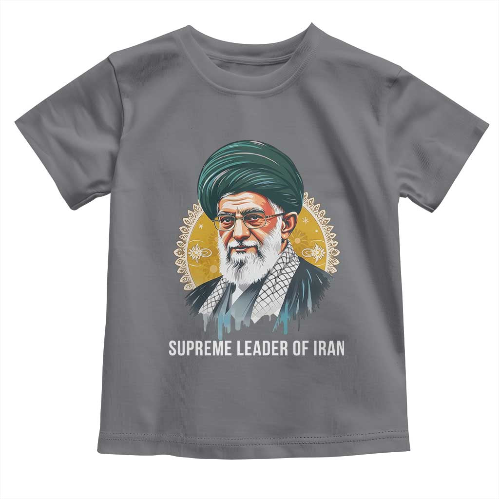 Supreme Leader Of Iran Graphic Portrait Toddler T Shirt Iranian Political Figure TS02 Charcoal Print Your Wear