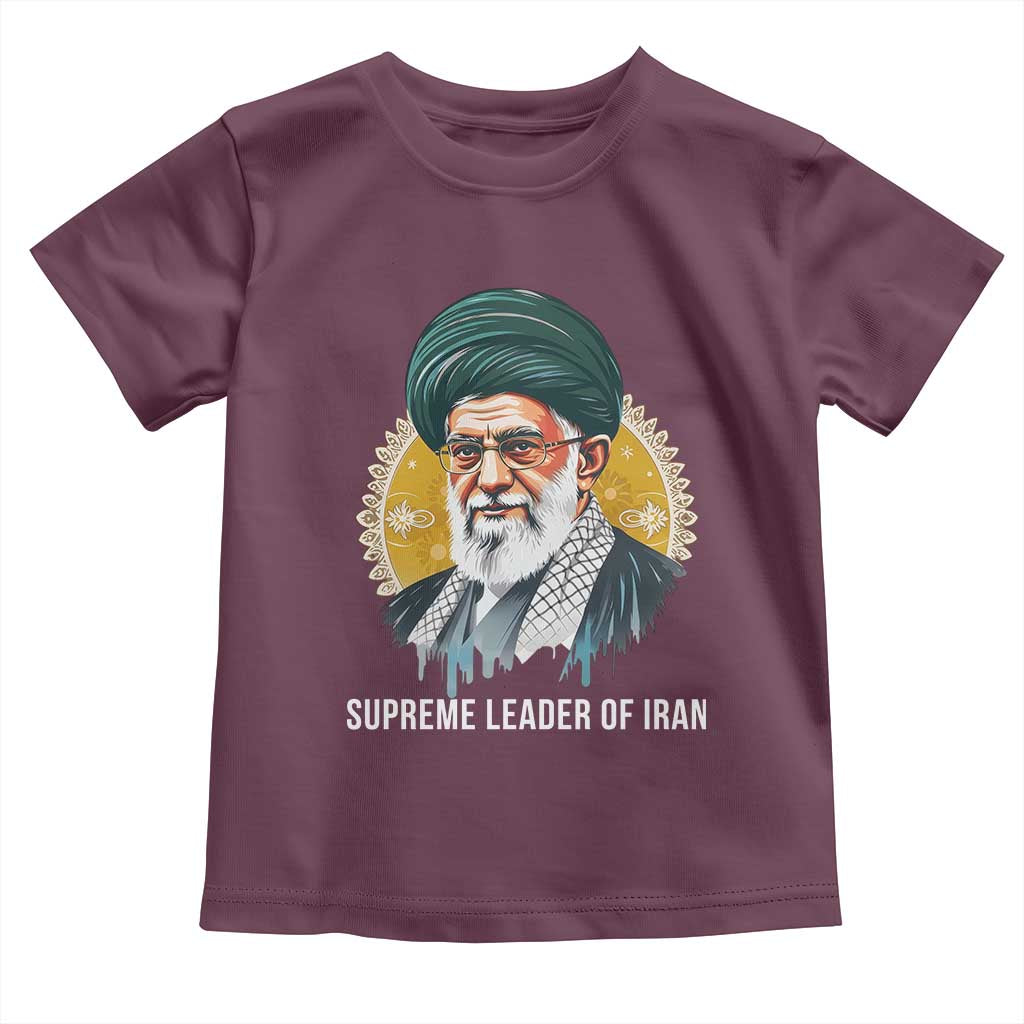 Supreme Leader Of Iran Graphic Portrait Toddler T Shirt Iranian Political Figure TS02 Maroon Print Your Wear