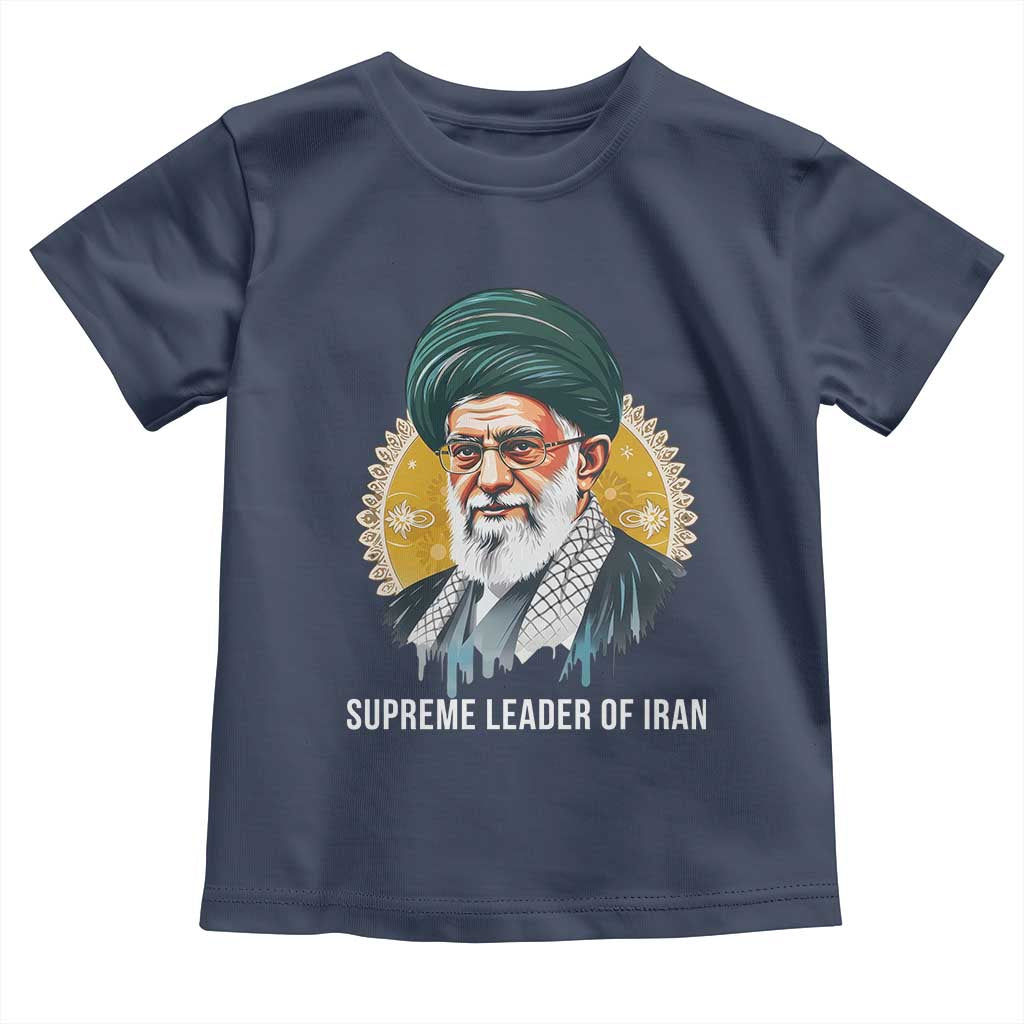 Supreme Leader Of Iran Graphic Portrait Toddler T Shirt Iranian Political Figure TS02 Navy Print Your Wear