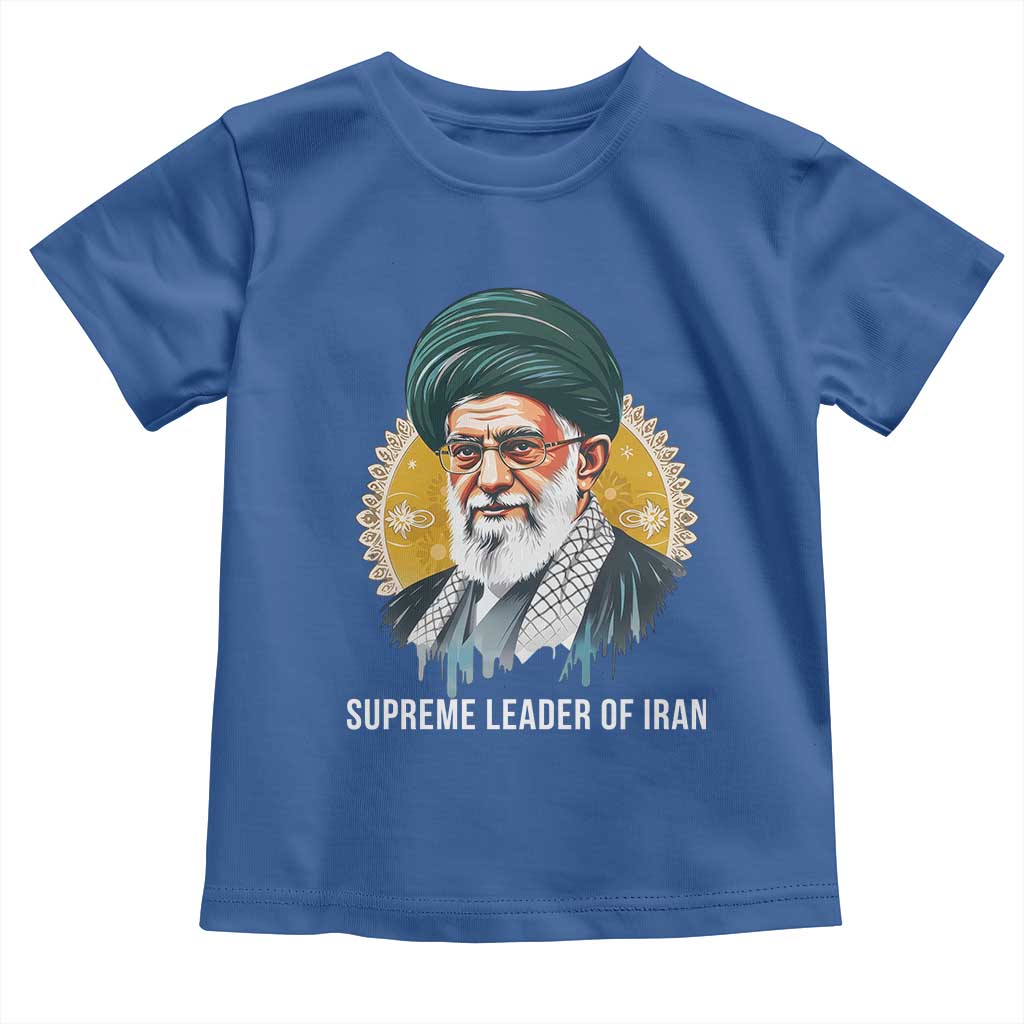 Supreme Leader Of Iran Graphic Portrait Toddler T Shirt Iranian Political Figure TS02 Royal Blue Print Your Wear