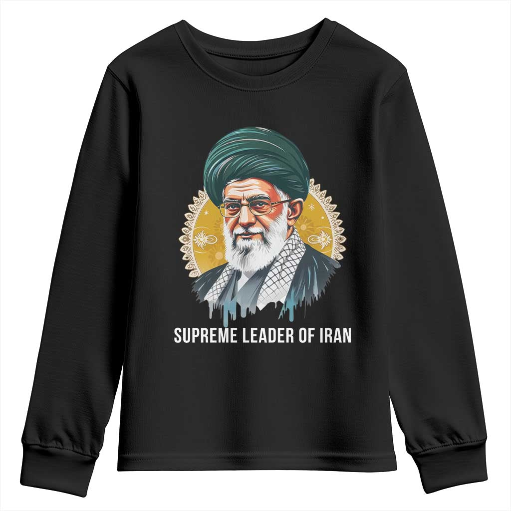 Supreme Leader Of Iran Graphic Portrait Youth Sweatshirt Iranian Political Figure TS02 Black Print Your Wear