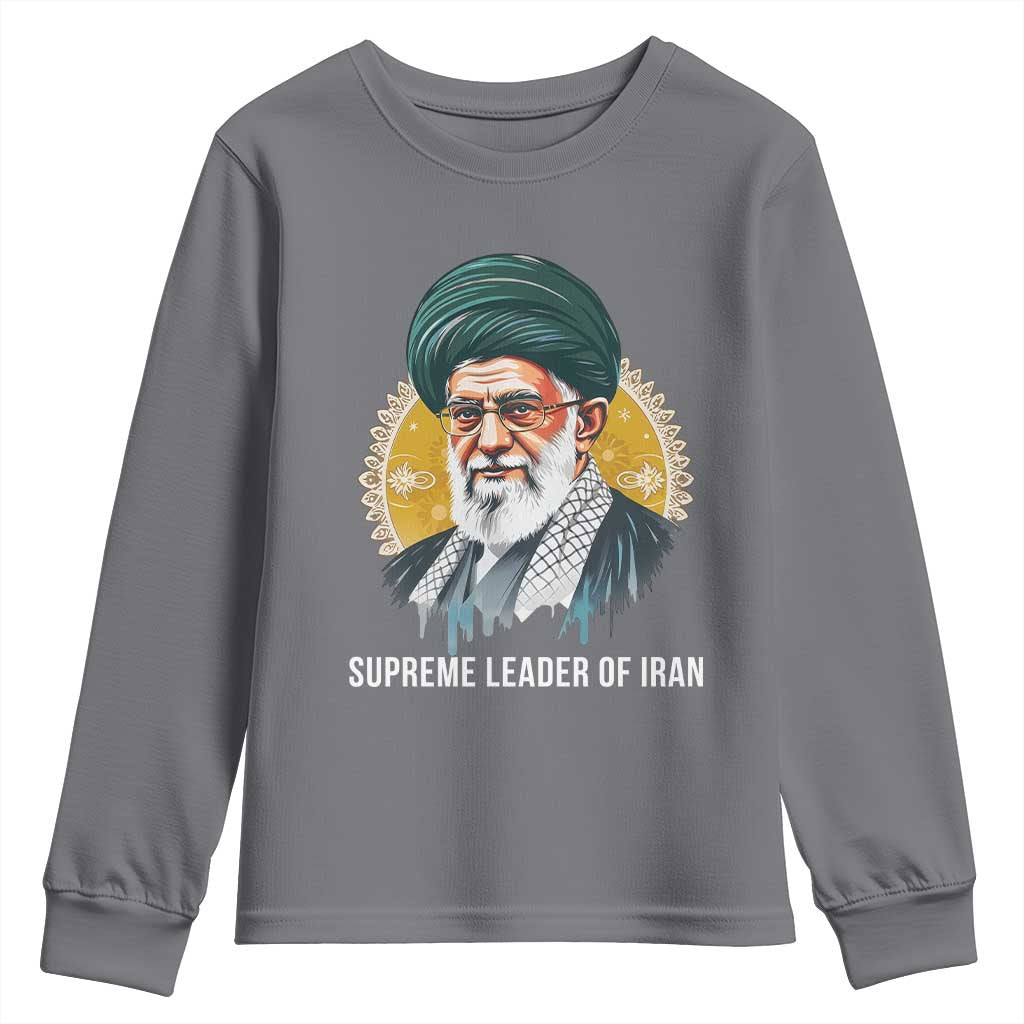 Supreme Leader Of Iran Graphic Portrait Youth Sweatshirt Iranian Political Figure TS02 Charcoal Print Your Wear