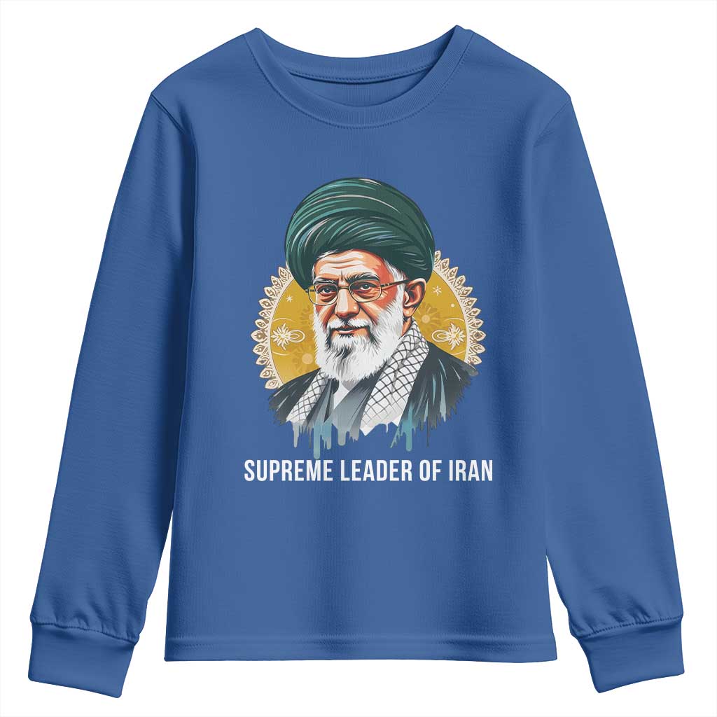 Supreme Leader Of Iran Graphic Portrait Youth Sweatshirt Iranian Political Figure TS02 Royal Blue Print Your Wear