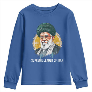 Supreme Leader Of Iran Graphic Portrait Youth Sweatshirt Iranian Political Figure TS02 Royal Blue Print Your Wear