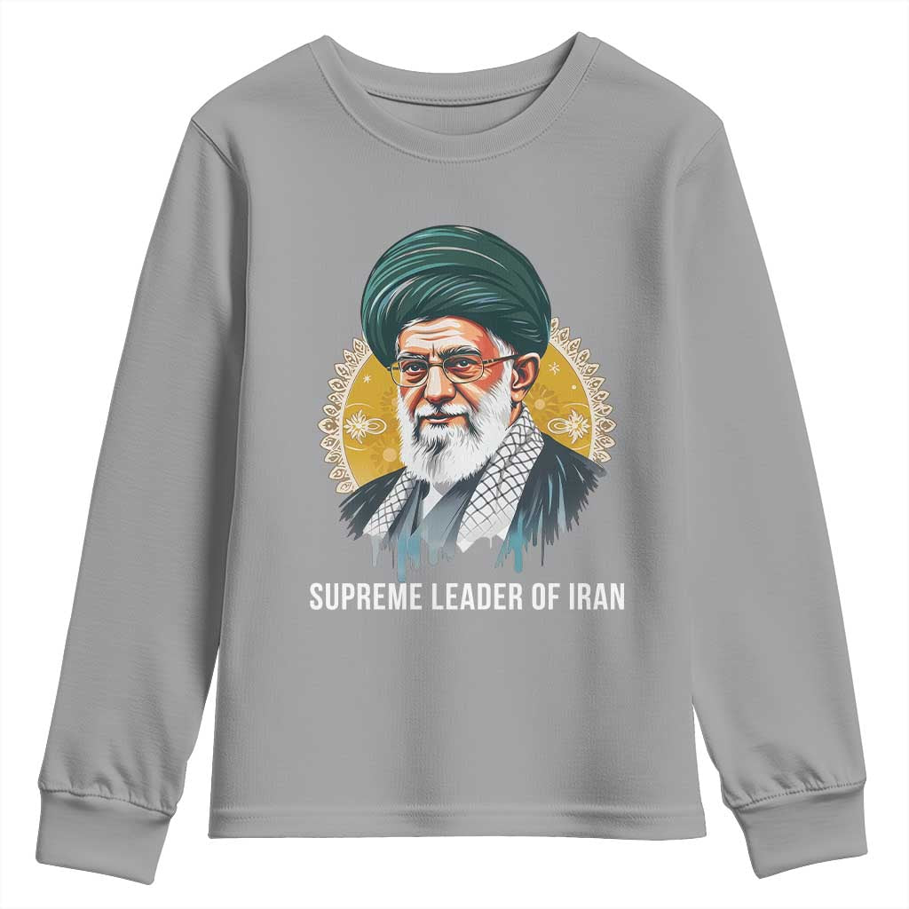 Supreme Leader Of Iran Graphic Portrait Youth Sweatshirt Iranian Political Figure TS02 Sport Gray Print Your Wear
