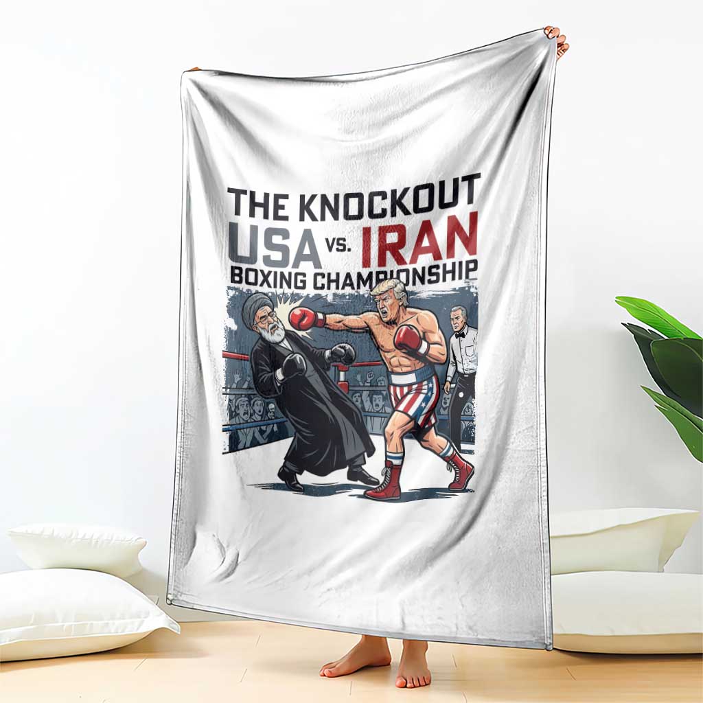 Sarcastic USA vs Iran Knockout Boxing Championship Throw Blanket Funny Political Satire Fight Night TS02 Print Your Wear
