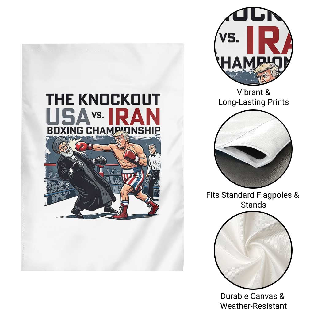 Sarcastic USA vs Iran Knockout Boxing Championship Garden Flag Funny Political Satire Fight Night TS02 Print Your Wear