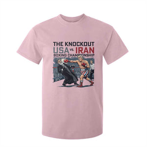 Sarcastic USA vs Iran Knockout Boxing Championship T Shirt For Kid Funny Political Satire Fight Night TS02 Light Pink Print Your Wear