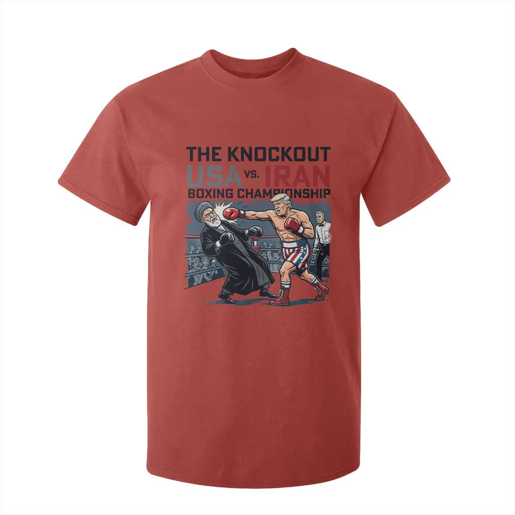 Sarcastic USA vs Iran Knockout Boxing Championship T Shirt For Kid Funny Political Satire Fight Night TS02 Red Print Your Wear