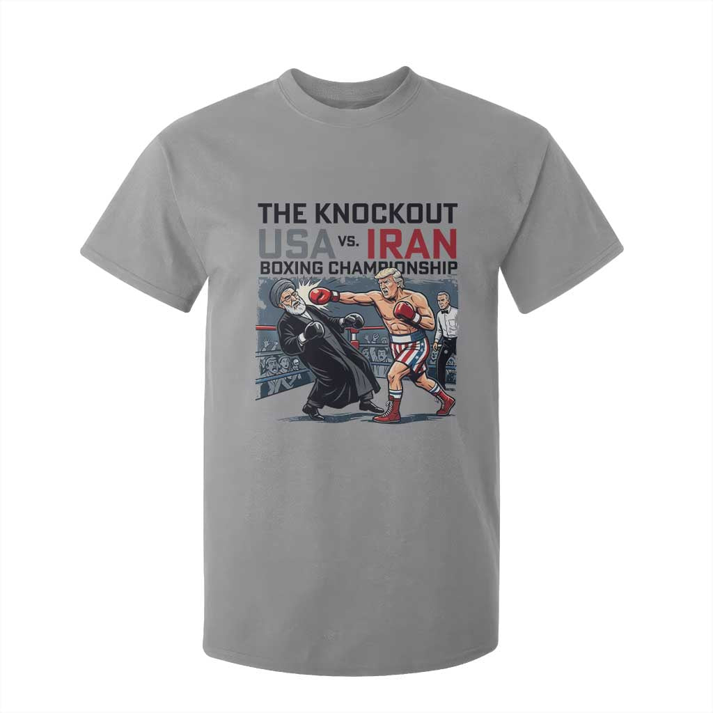 Sarcastic USA vs Iran Knockout Boxing Championship T Shirt For Kid Funny Political Satire Fight Night TS02 Sport Gray Print Your Wear