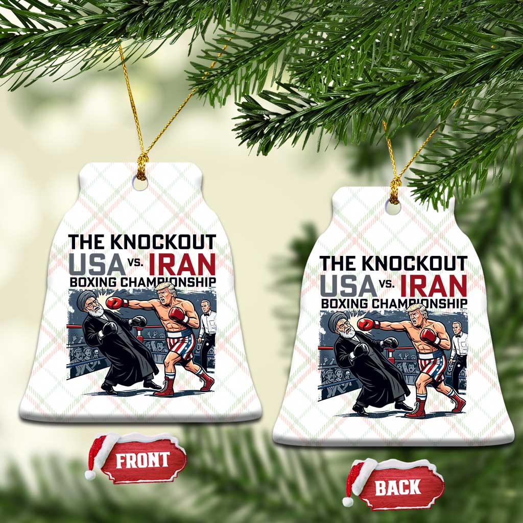 Sarcastic USA vs Iran Knockout Boxing Championship Ceramic Ornament Funny Political Satire Fight Night TS02 Print Your Wear