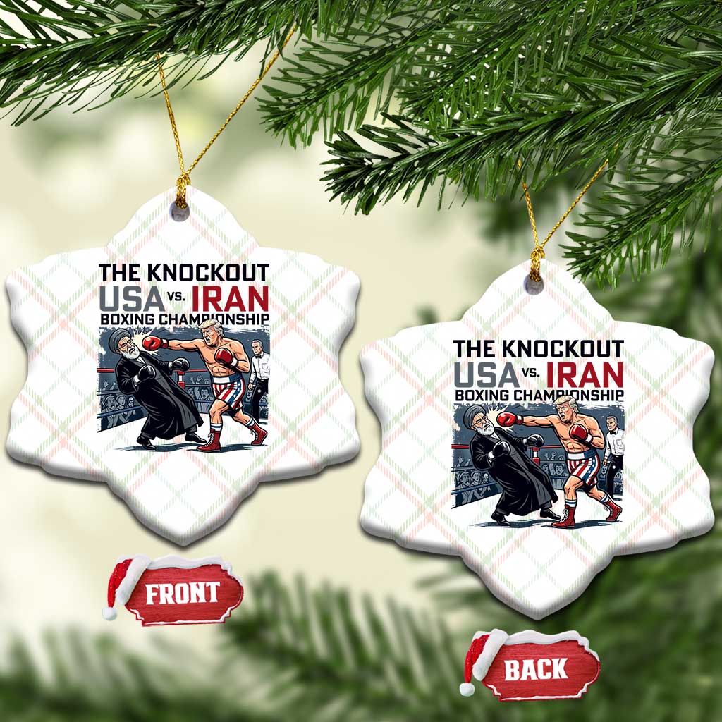 Sarcastic USA vs Iran Knockout Boxing Championship Ceramic Ornament Funny Political Satire Fight Night TS02 Print Your Wear