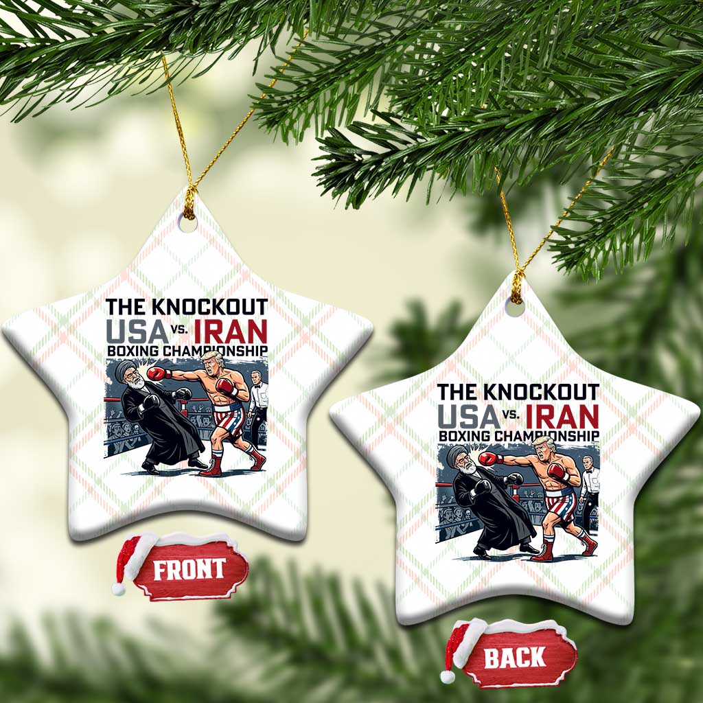 Sarcastic USA vs Iran Knockout Boxing Championship Ceramic Ornament Funny Political Satire Fight Night TS02 Print Your Wear