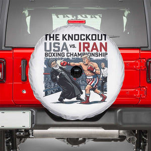 Sarcastic USA vs Iran Knockout Boxing Championship Spare Tire Cover Funny Political Satire Fight Night TS02 White Print Your Wear