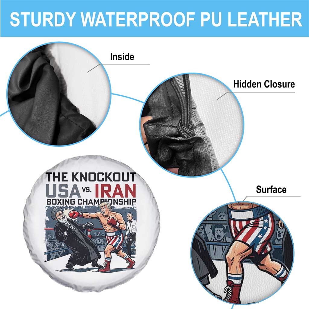 Sarcastic USA vs Iran Knockout Boxing Championship Spare Tire Cover Funny Political Satire Fight Night TS02 Print Your Wear