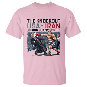Sarcastic USA vs Iran Knockout Boxing Championship T Shirt Funny Political Satire Fight Night TS02 Light Pink Print Your Wear