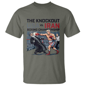 Sarcastic USA vs Iran Knockout Boxing Championship T Shirt Funny Political Satire Fight Night TS02 Military Green Print Your Wear