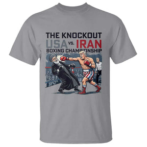Sarcastic USA vs Iran Knockout Boxing Championship T Shirt Funny Political Satire Fight Night TS02 Sport Gray Print Your Wear