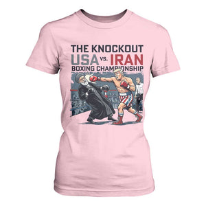 Sarcastic USA vs Iran Knockout Boxing Championship T Shirt For Women Funny Political Satire Fight Night TS02 Light Pink Print Your Wear