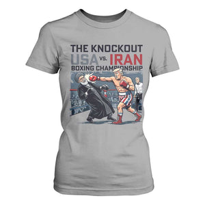 Sarcastic USA vs Iran Knockout Boxing Championship T Shirt For Women Funny Political Satire Fight Night TS02 Sport Gray Print Your Wear