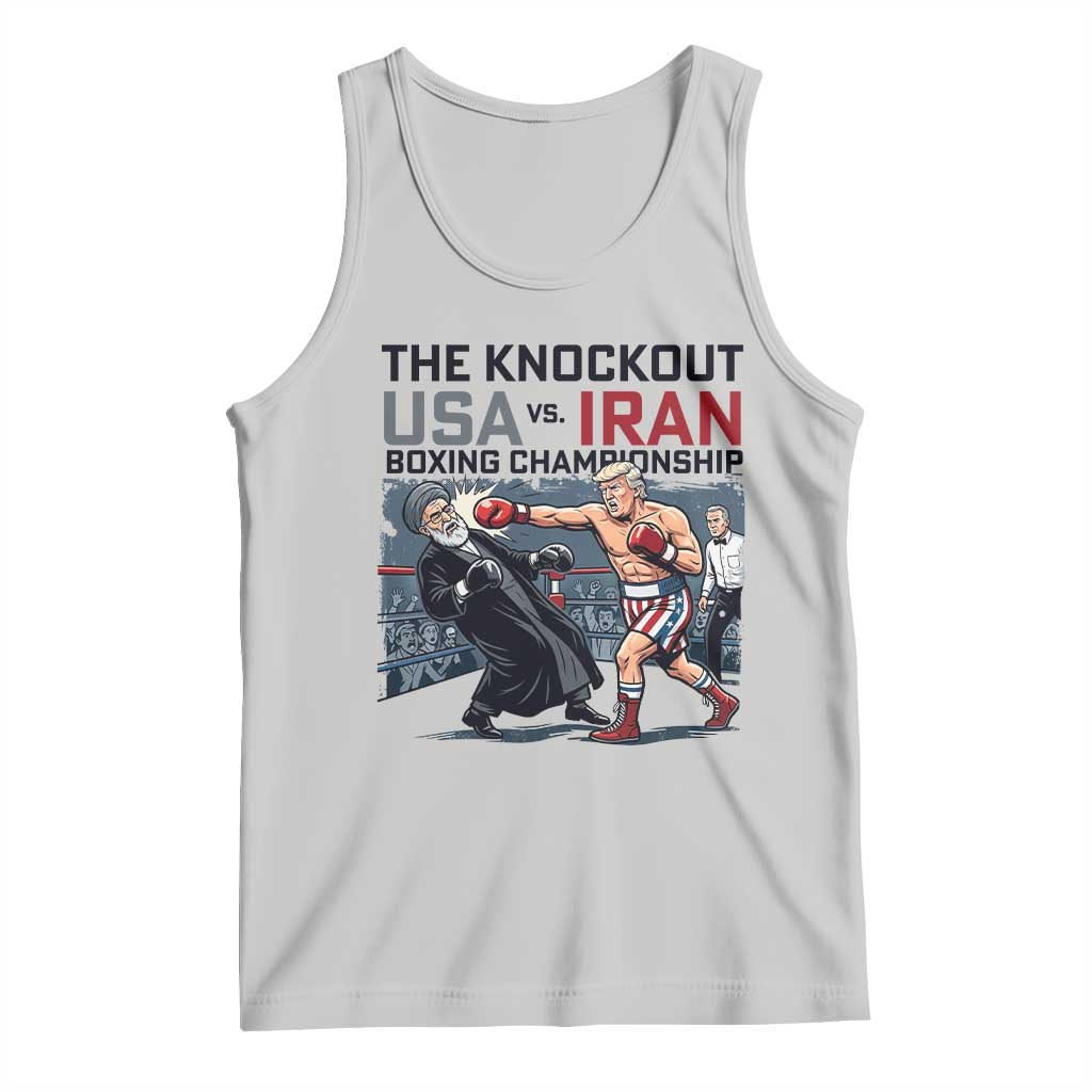 Sarcastic USA vs Iran Knockout Boxing Championship Tank Top Funny Political Satire Fight Night TS02 Ash Print Your Wear