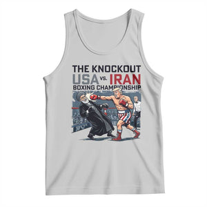 Sarcastic USA vs Iran Knockout Boxing Championship Tank Top Funny Political Satire Fight Night TS02 Ash Print Your Wear