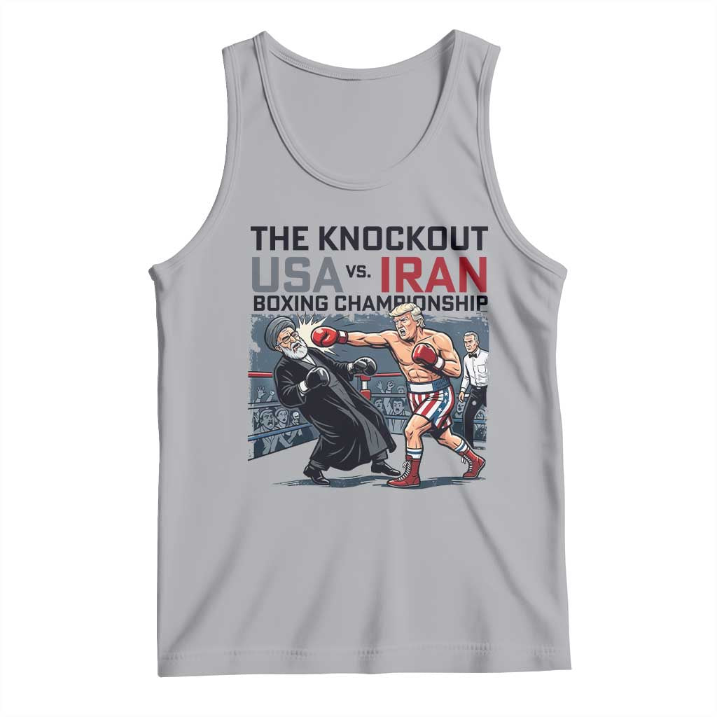 Sarcastic USA vs Iran Knockout Boxing Championship Tank Top Funny Political Satire Fight Night TS02 Athletic Heather Print Your Wear
