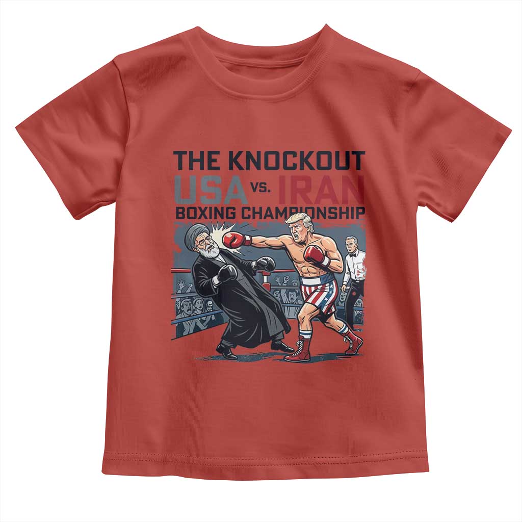 Sarcastic USA vs Iran Knockout Boxing Championship Toddler T Shirt Funny Political Satire Fight Night TS02 Red Print Your Wear