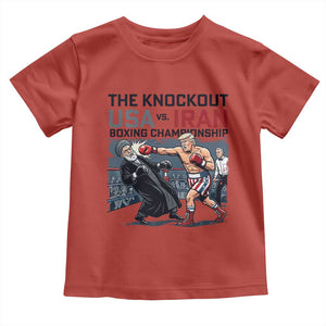 Sarcastic USA vs Iran Knockout Boxing Championship Toddler T Shirt Funny Political Satire Fight Night TS02 Red Print Your Wear