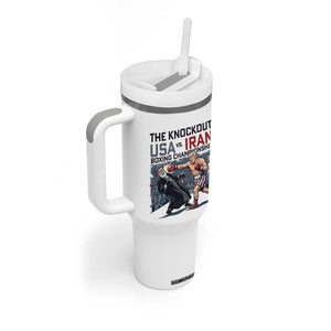 Sarcastic USA vs Iran Knockout Boxing Championship Tumbler With Handle Funny Political Satire Fight Night TS02 Print Your Wear