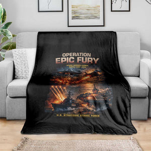 Operation Epic Fury Strike Mission 2026 Graphic Throw Blanket U.S. Strategic Strike Force Military Action TS02 Print Your Wear