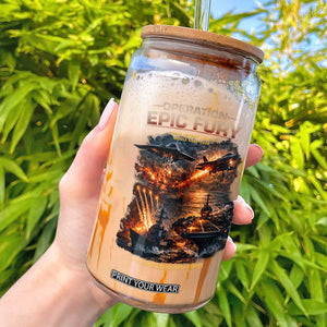 Operation Epic Fury Strike Mission 2026 Graphic Glass Can U.S. Strategic Strike Force Military Action TS02 Black Print Your Wear