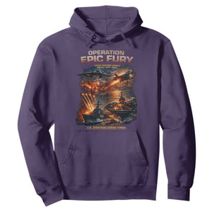 Operation Epic Fury Strike Mission 2026 Graphic Hoodie U.S. Strategic Strike Force Military Action TS02 Purple Print Your Wear