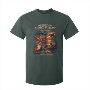 Operation Epic Fury Strike Mission 2026 Graphic T Shirt For Kid U.S. Strategic Strike Force Military Action TS02 Dark Forest Green Print Your Wear
