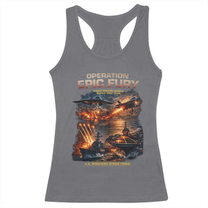 Operation Epic Fury Strike Mission 2026 Graphic Racerback Tank Top U.S. Strategic Strike Force Military Action TS02 Charcoal Print Your Wear
