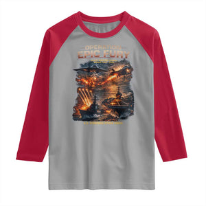 Operation Epic Fury Strike Mission 2026 Graphic Raglan Shirt U.S. Strategic Strike Force Military Action TS02 Sport Gray Red Print Your Wear