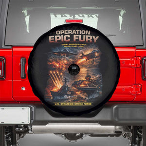 Operation Epic Fury Strike Mission 2026 Graphic Spare Tire Cover U.S. Strategic Strike Force Military Action TS02 Black Print Your Wear