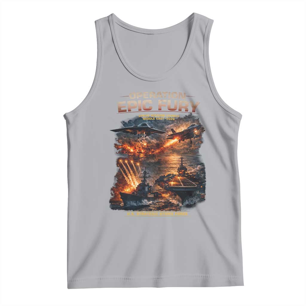Operation Epic Fury Strike Mission 2026 Graphic Tank Top U.S. Strategic Strike Force Military Action TS02 Athletic Heather Print Your Wear