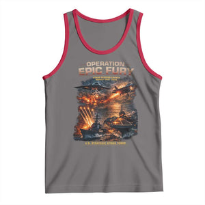 Operation Epic Fury Strike Mission 2026 Graphic Tank Top U.S. Strategic Strike Force Military Action TS02 Deep Heather Red Print Your Wear