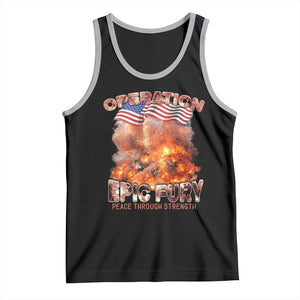 Operation Epic Fury Peace Through Strength Tank Top Patriotic Explosion America Power TS02 Black Athletic Heather Print Your Wear