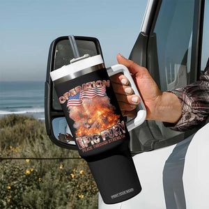 Operation Epic Fury Peace Through Strength Tumbler With Handle Patriotic Explosion America Power TS02 Print Your Wear