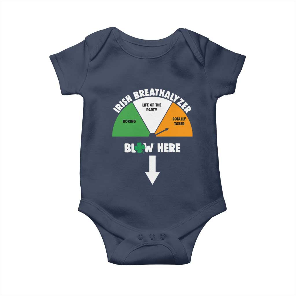 Irish Breathalyzer Blow Here Funny Drinking Gauge Baby Onesie St Patricks Day Party Offensive Adult Humor TS02 Navy Print Your Wear