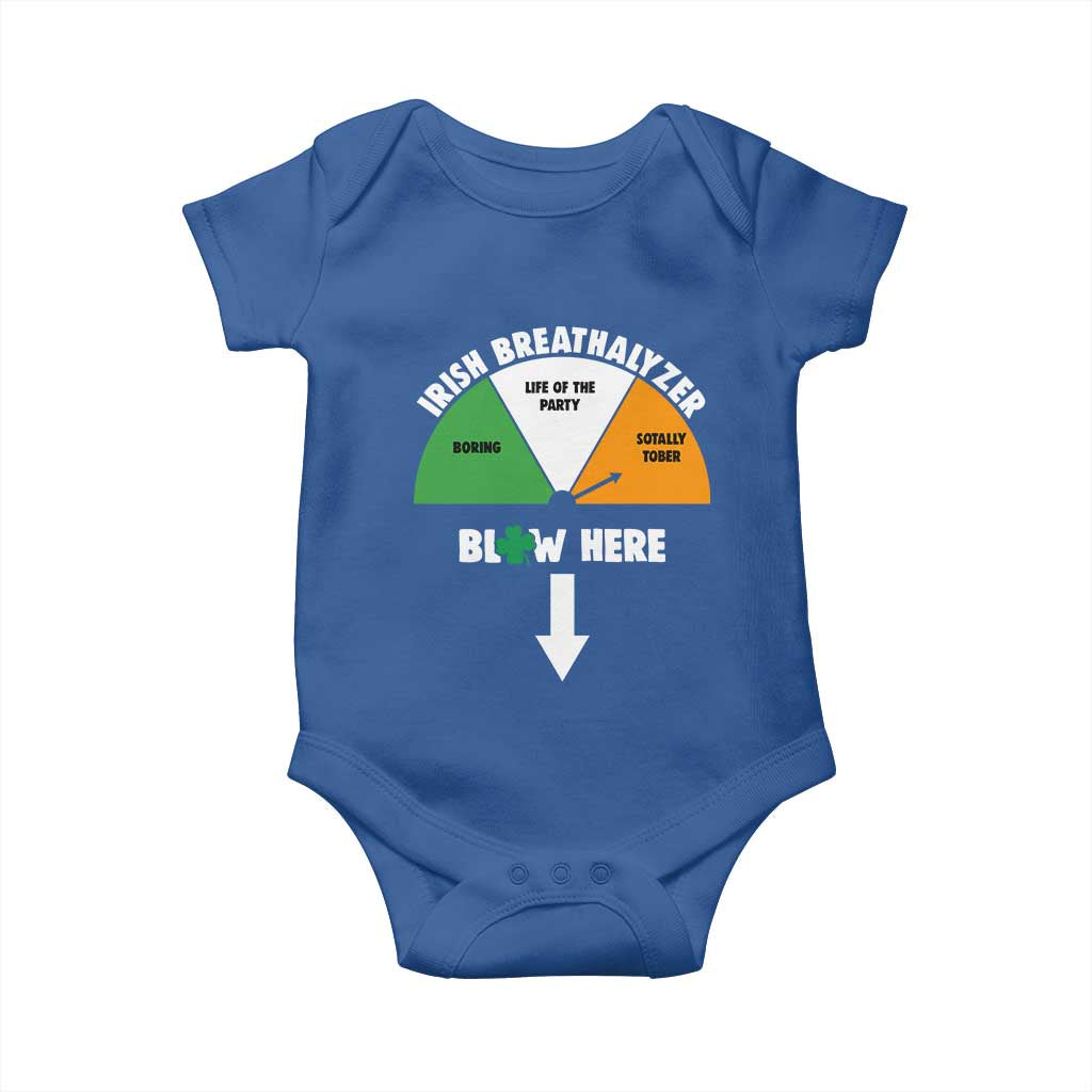 Irish Breathalyzer Blow Here Funny Drinking Gauge Baby Onesie St Patricks Day Party Offensive Adult Humor TS02 Royal Blue Print Your Wear