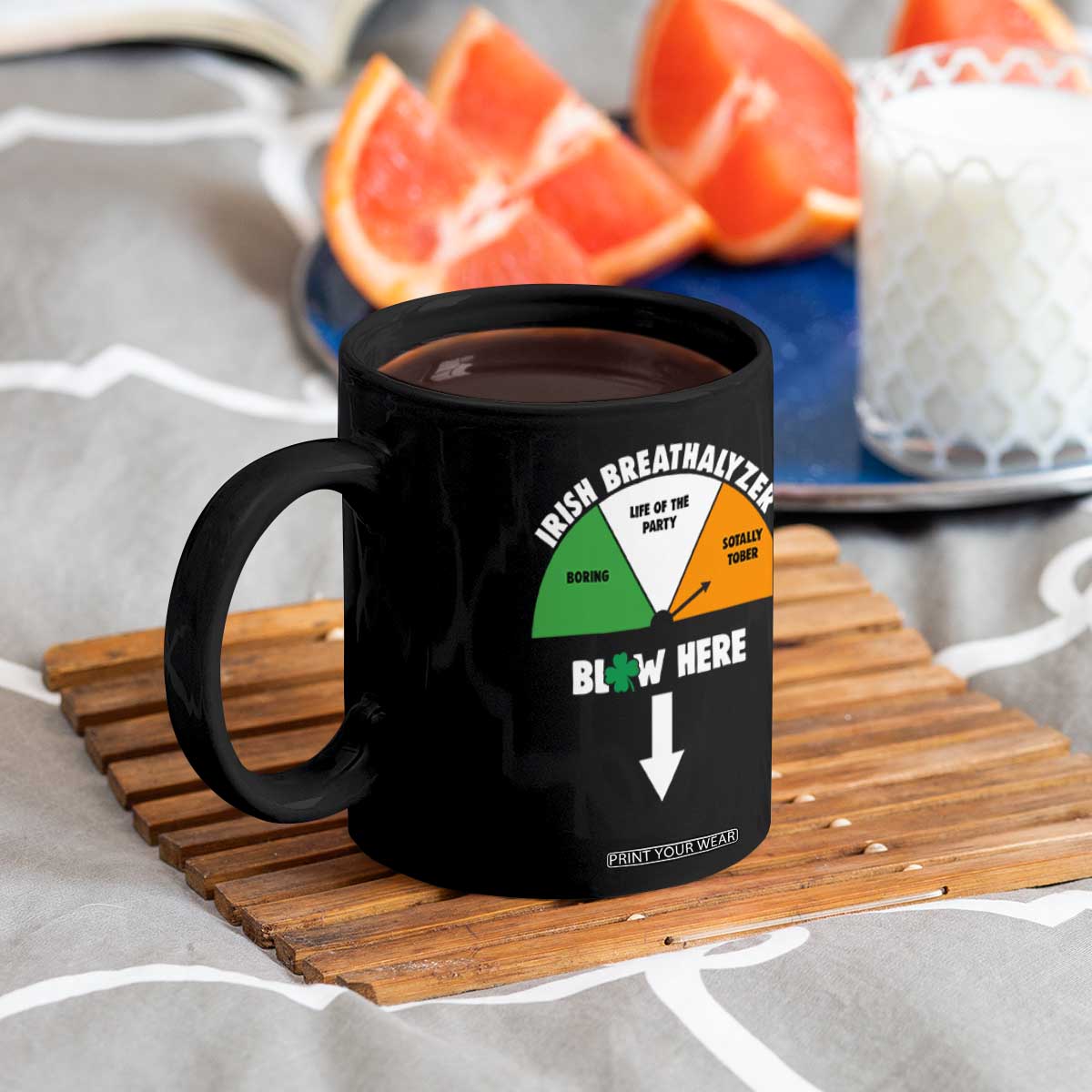 Irish Breathalyzer Blow Here Funny Drinking Gauge Coffee Mug St Patricks Day Party Offensive Adult Humor TS02 Print Your Wear
