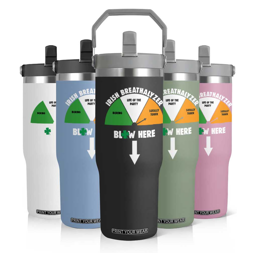 Irish Breathalyzer Blow Here Funny Drinking Gauge Flip Straw Tumbler St Patricks Day Party Offensive Adult Humor TS02 Print Your Wear