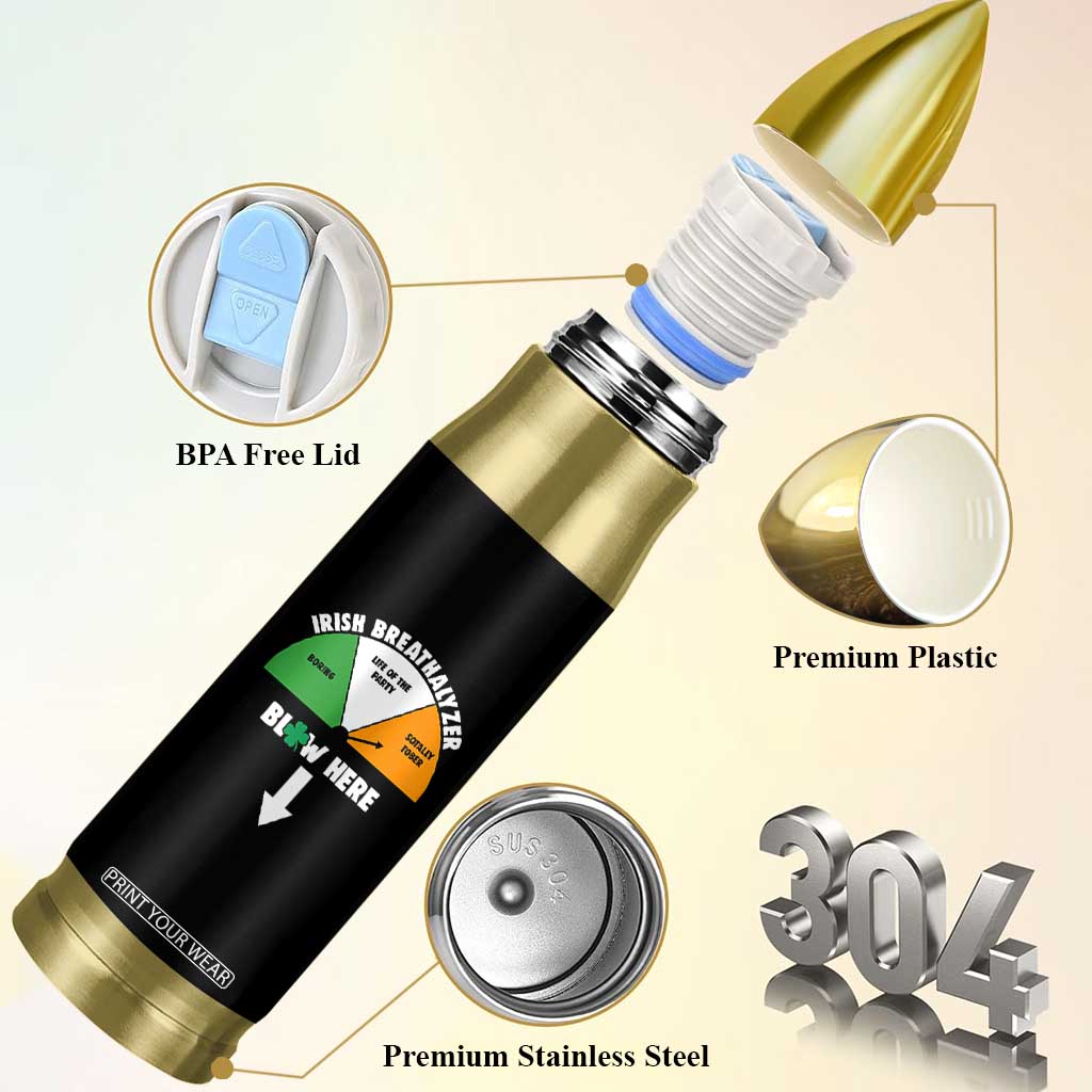 Irish Breathalyzer Blow Here Funny Drinking Gauge Bullet Tumbler St Patricks Day Party Offensive Adult Humor TS02 Print Your Wear