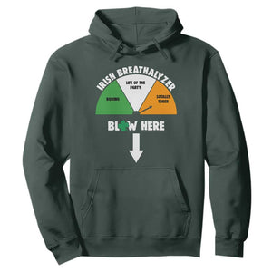 Irish Breathalyzer Blow Here Funny Drinking Gauge Hoodie St Patricks Day Party Offensive Adult Humor TS02 Dark Forest Green Print Your Wear