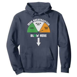 Irish Breathalyzer Blow Here Funny Drinking Gauge Hoodie St Patricks Day Party Offensive Adult Humor TS02 Navy Print Your Wear