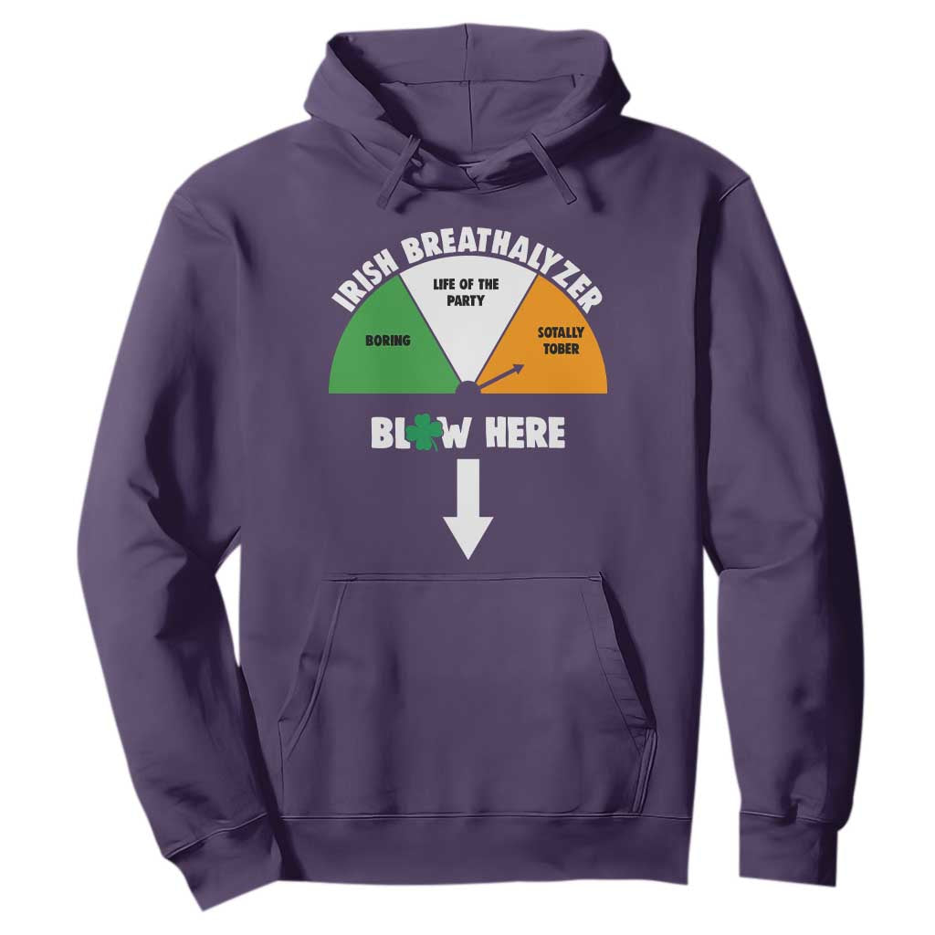 Irish Breathalyzer Blow Here Funny Drinking Gauge Hoodie St Patricks Day Party Offensive Adult Humor TS02 Purple Print Your Wear