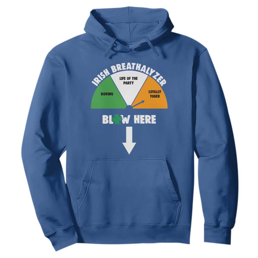 Irish Breathalyzer Blow Here Funny Drinking Gauge Hoodie St Patricks Day Party Offensive Adult Humor TS02 Royal Blue Print Your Wear
